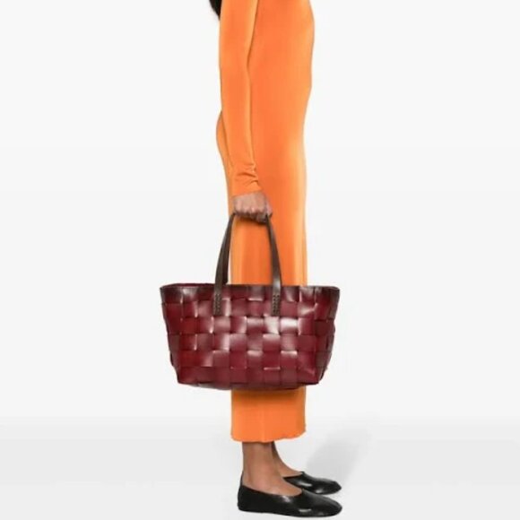 Dragon Diffusion Burgundy Leather Tote Bags Two top tlat handles Burgundy